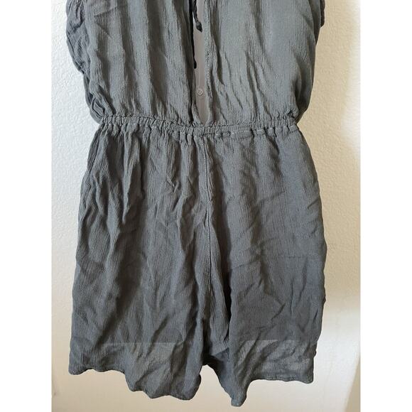 H&M Olive Green Square Neck Halter Sleeveless Open Back Women's Romper Size 6 - Picture 7 of 7